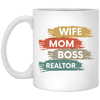 Love Wife Love Mom, Mom As Wife As Boss, Realtor Mom, Retro Mother Gift White Mug