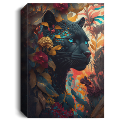 Black Panther Hiding Behind Vibrant Intricate Flowers, Majestic Black Panther With Flowers