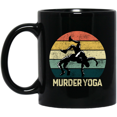 Funny Wrestling Brazilian Jiu-jitsu Murder Yoga Martial Arts Vintage Sportsmen Black Mug