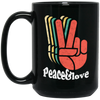 Retro Peace Love 60's 70's Hippie, Vintage Inspired Black Mug