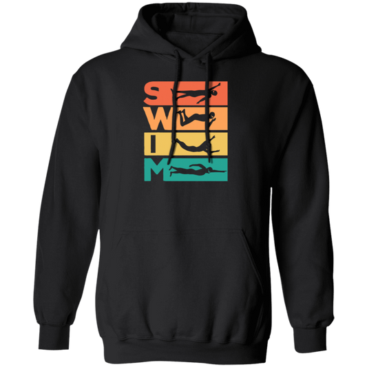 Love To Swim, Retro Swimming, Swimmer Love Gift, Best Swim Lover Pullover Hoodie