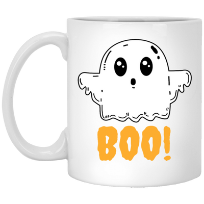 Ghost Boo Halloween, Horror Funny Saying, Love Halloween White Mug