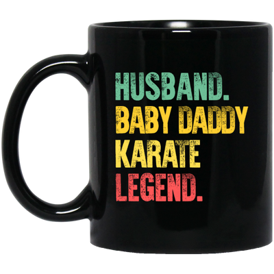 Retro Husband Baby Daddy Karate Legend Dad Black Mug