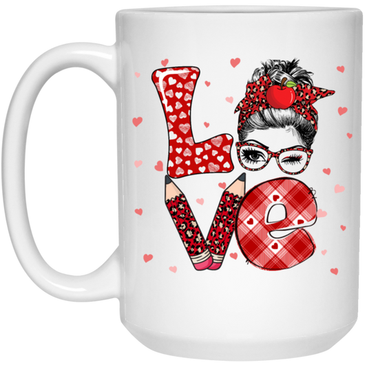 Messy Bun Black Hair Love Teacher My Love Teacher Valentine Gift