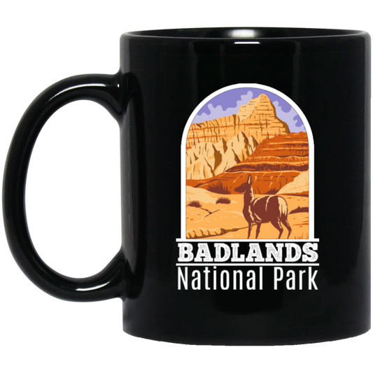 National Park Gift, Badlands Park Gift, Retro Badlands, Love National Parks Black Mug