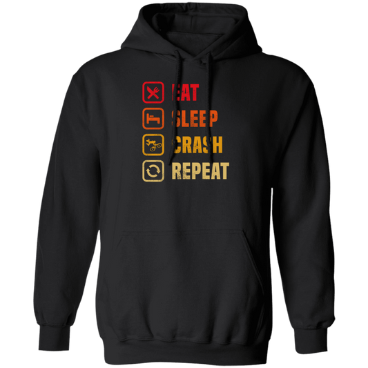 Retro Eat Sleep Crash Repeat - Mountain Biking Pullover Hoodie