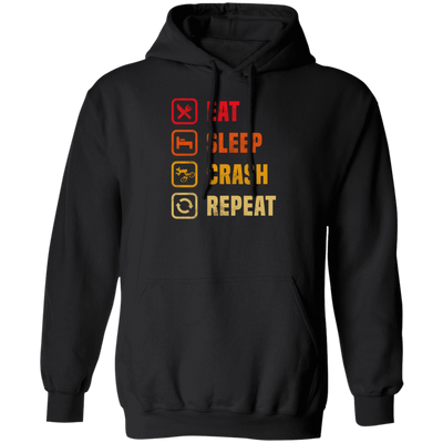 Retro Eat Sleep Crash Repeat - Mountain Biking Pullover Hoodie