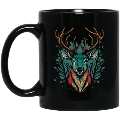 A Deer Head, Love Deer Gift, Deer Head Love Gift, Best Of Deer Retro Black Mug