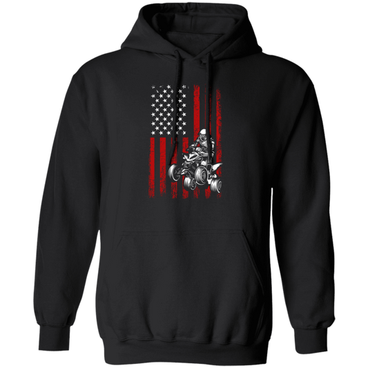 American Flag, Quad Bike Lover, Racing Boy, Gift For American Racing Man Pullover Hoodie