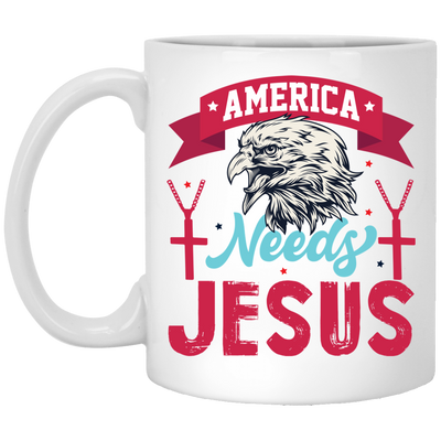 Eagle Icon, American Needs Jesus, American Eagle, Jesus Love Gift White Mug