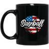 American Baseball, Love Baseball, Love American Football, American Flag In Ball Black Mug