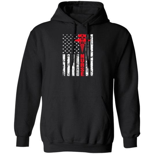 Patriotic American USA Flag Registered Nurse Pullover Hoodie