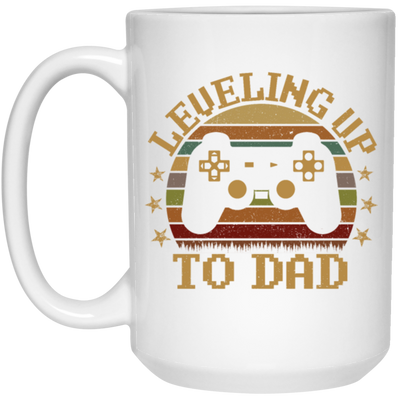 Retro Leveling Up To Dad New Parent Gamer White Mug