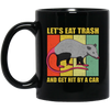 Retro Opossum Let's Eat Trash Black Mug