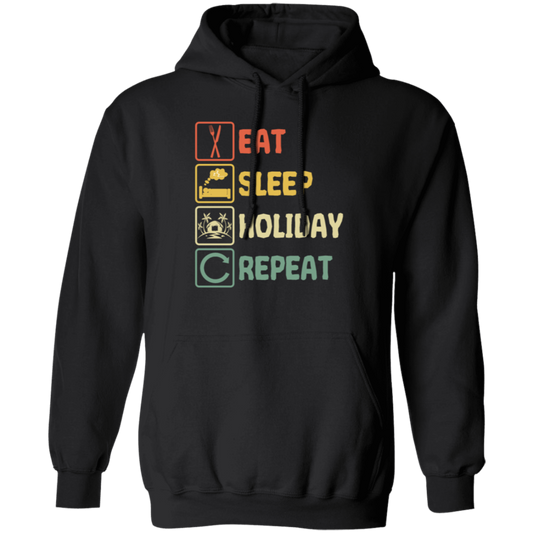 Funny Holiday Travel Eat Sleep Repeat Retro Style