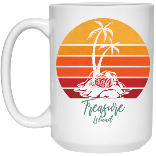 Beautiful Motive In Retro Style Treasure Island - Sunset Vintage Style White Mug