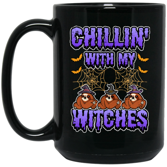 Chillin With My Witches Halloween Funny Sloth