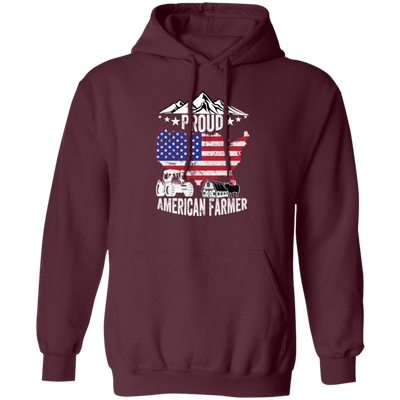 American Flag, Proud American Farmer, Tractor Love Gift, American Farmer Pullover Hoodie