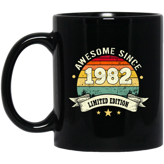 Retro 1982 Birthday Gift, Awesome Since 1982 Black Mug