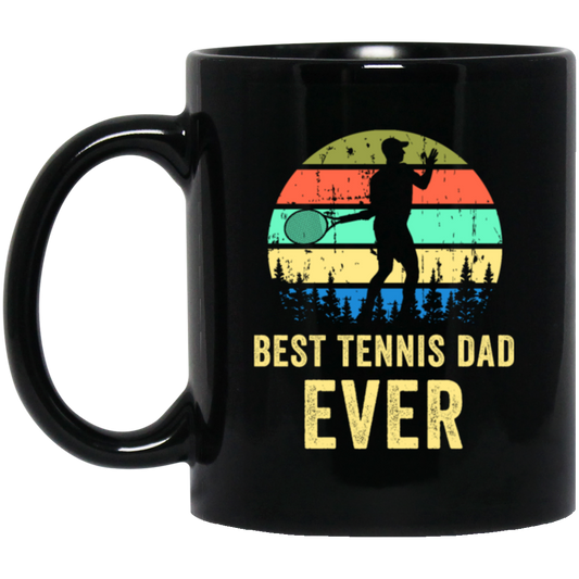 Tennis Dad, Retro Dad Tennis Gift, Vintage Tennis Black Mug