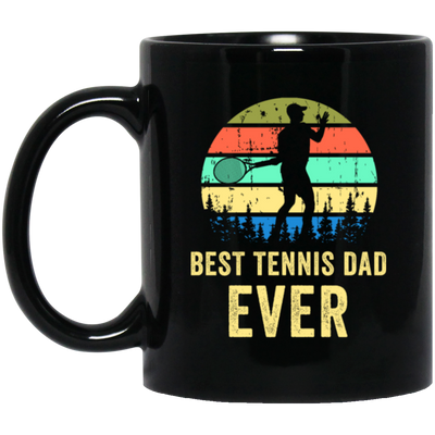 Tennis Dad, Retro Dad Tennis Gift, Vintage Tennis Black Mug