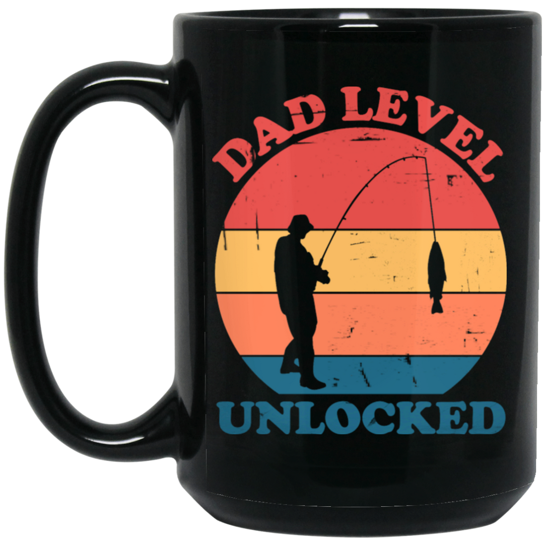 Dad Level Unlocked Vintage Man Fishing