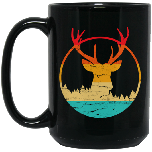 Deer Hunting Vintage Deer Hunted Head Deer Black Mug