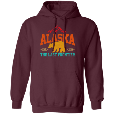 Cool Alaska The Last Frontier Grizzly Bear Souvenir Vintage Pullover Hoodie