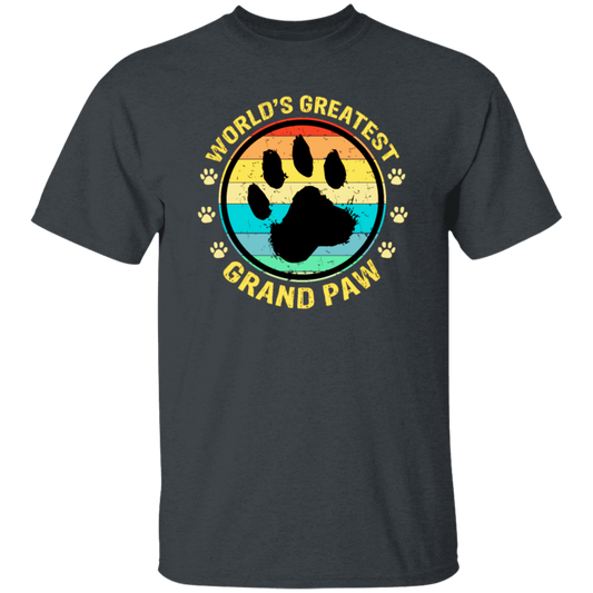 Worlds Greatest Grand Paw, Grandpa Dog Lover, Retro Paw Love Unisex T-Shirt