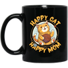 Love Cute Cat, Happy Cat, Happy Mommy, Best Cat Ever, Cat With Ball Of Knitting Wood Black Mug
