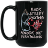 Parkinsons Fighter Rock Steady Boxing Knock Out Sporty Stronger Black Mug