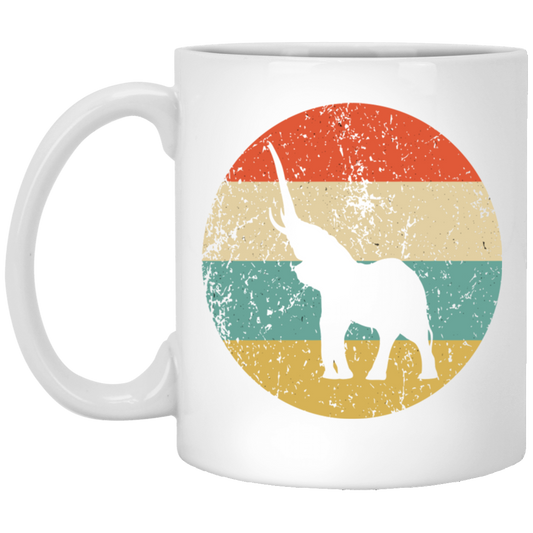 Animal Print Elephant Retro Style Animal Lover Funny Elephant Gift Birthday White Mug