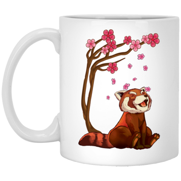 Cute Red Panda Bear, Cherry Blossom Flowers, Sakura Art Gift