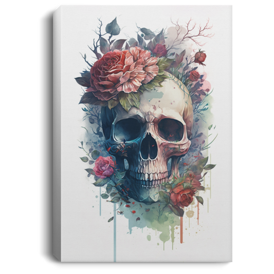 Skull With Roses In Watercolor Style, Anatomy Skull With FloralDecorativel