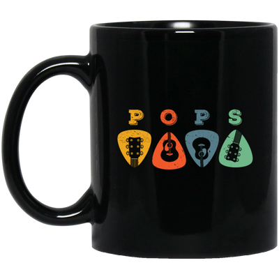 Pops Guitar, Guitar Picks, Retro Guitarist Black Mug