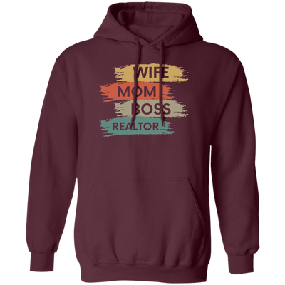 Love Wife Love Mom, Mom As Wife As Boss, Realtor Mom, Retro Mother Gift Pullover Hoodie