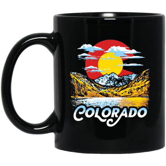 Colorado Gift, Oil Paint Art, Landscape Gift Colorado, Love Mountain And Moon Black Mug