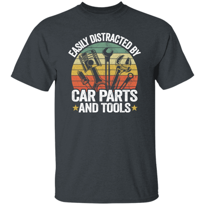 Retro Car Parts, Easily Distracted By Car Parts And Tools, Funny Tool Lover Unisex T-Shirt