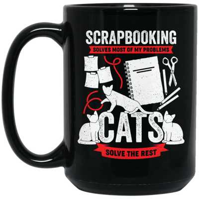 Cat Lover Gift, Scrapbooking Gift, Scrapbooker Vintage, Love Scrapbook Black Mug