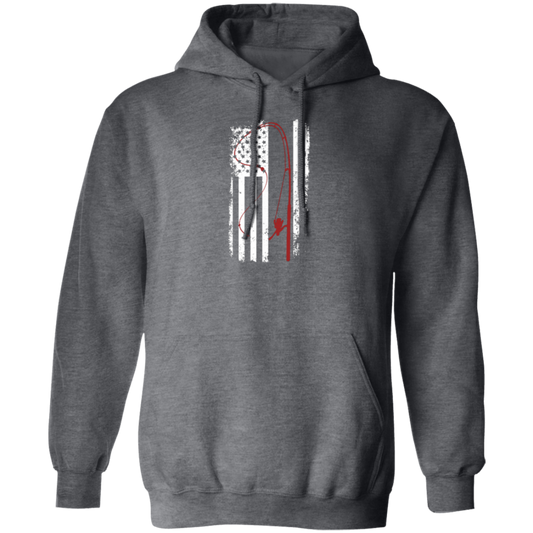 American Flag, Love To Fishing, Retro Fishing Lover, Fishing Lover Pullover Hoodie