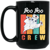 Retro Cute Boo, Boo Boo Crew Nurse Ghost Kawaii Halloween Costume Black Mug