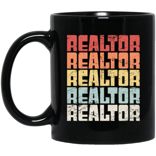 Vegetarian Realtor, Vintage Vegan Realtor, Love Realtor Black Mug