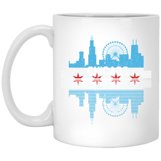 Chicago Skyline Shirt Silhouette IL City Flag Gift