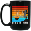 Retro Hawaii Summer Time Coconut Tree Siluet Half Left Gift Black Mug