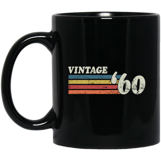 Vintage 1960, Birthday 60th Gift, Retro 60 Birthday Gift Black Mug