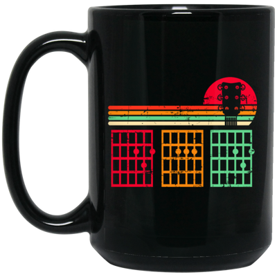 Retro Dad Guitar Gift, Chords Lover, Dad Love Guitar Black Mug