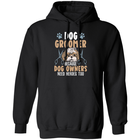 Love Dog Grommer, Because Dog Owners, Retro Viantage Love Dog Pullover Hoodie