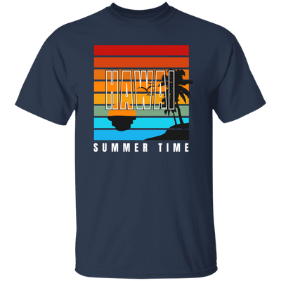 Retro Hawaii Summer Time Coconut Tree Siluet Half Left Gift Unisex T-Shirt
