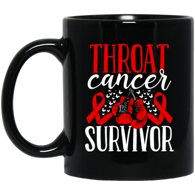 Awareness Ribbon Gift, Throat Cancer Awareness Ribbon Gloves Survivor Black Mug