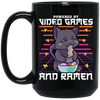 Ramen Anime Cat, Powered By Video Games Black Mug